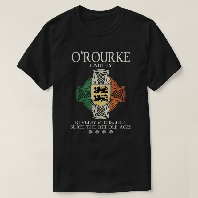 Camiseta Braço da Família O'Rourke Irlanda Cruzamento Celul (Frente do Design)