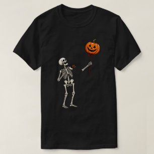 Camiseta Braço de Esqueleto Divertido Flutuando Balão de Ab