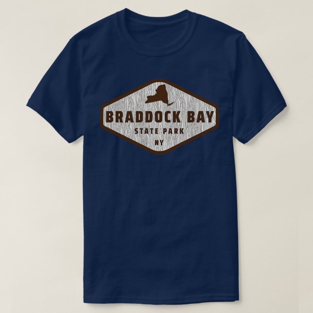 Camiseta Braddock Bay State Park New York Tree Log Textura (Frente do Design)