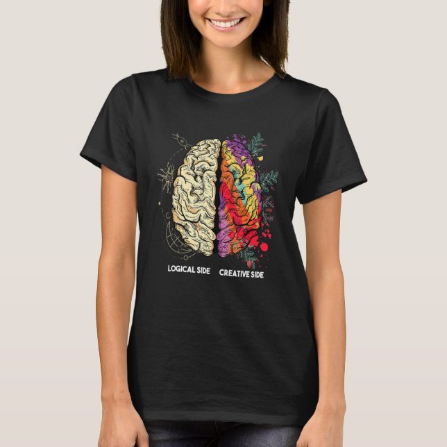 Camiseta Brain Divided In Two Parts By A Creative And A Log (Frente)