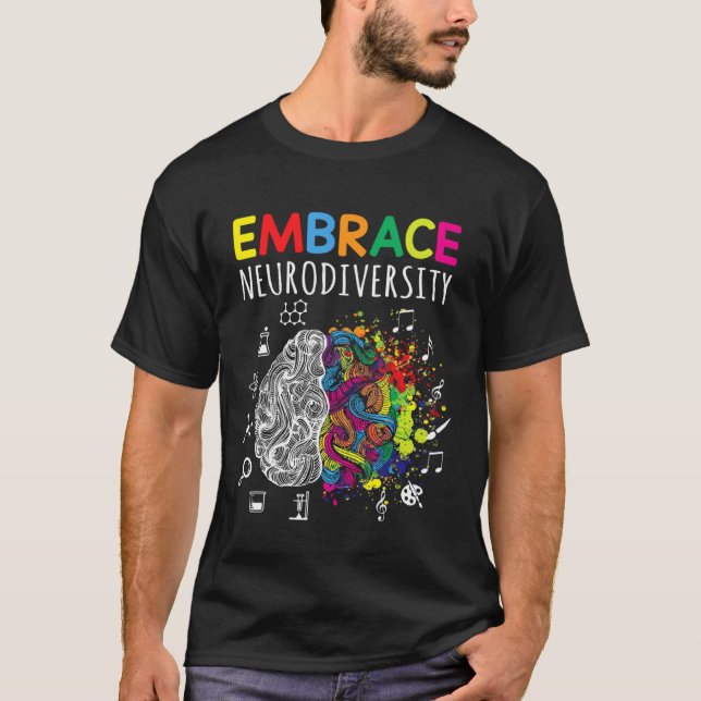 Camiseta Brain Embrace Neurodiversity Autism Awareness Mont (Frente)