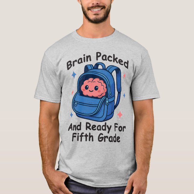 Camiseta “Brain Packed and Ready For Fifth Grade” Brain (Frente)