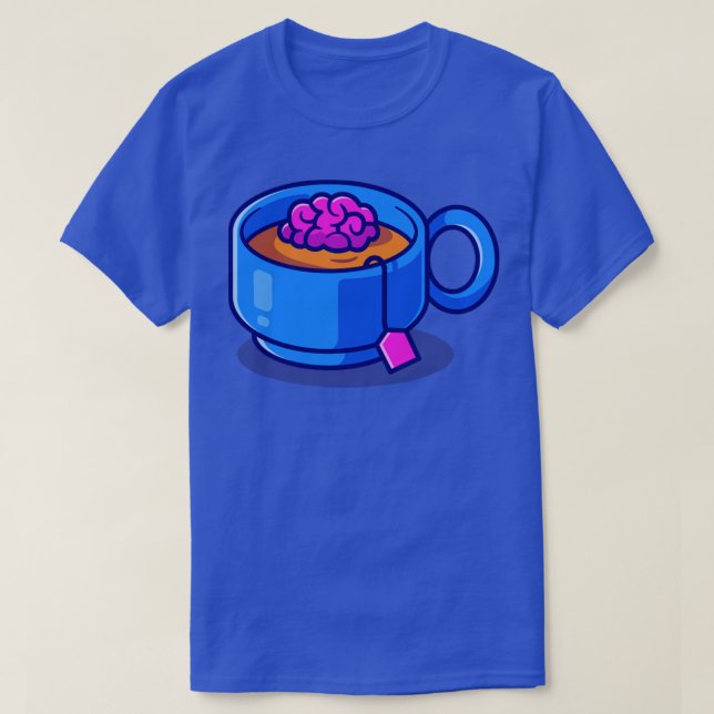 Camiseta Brain Tea In Cup Cartoon (Frente do Design)