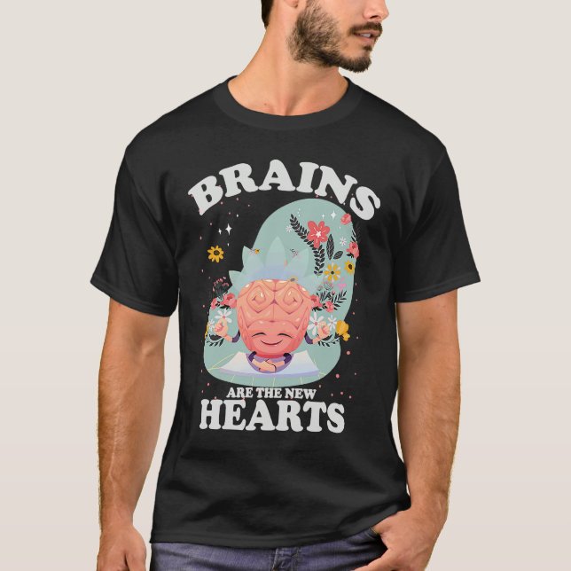 Camiseta Brains Are The New Hearts  Yoga flower (Frente)