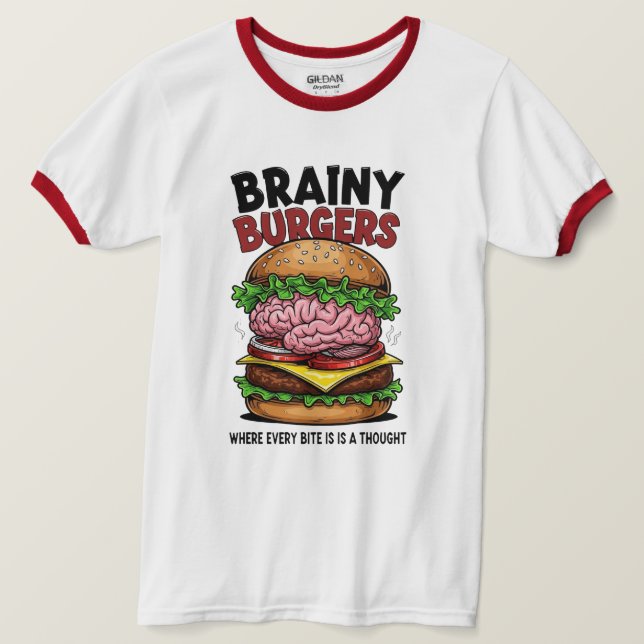 Camiseta Brainy Burgers Ringer T-Shirt (Frente do Design)