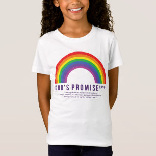 Camiseta branca Arco-Íris Promessa de Deus por De