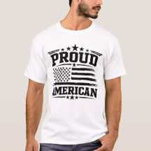 Camiseta Branca com Bandeira dos EUA Proud America