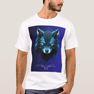 camiseta branca com desenho de lobo na frente