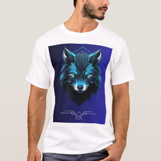 camiseta branca com desenho de lobo na frente