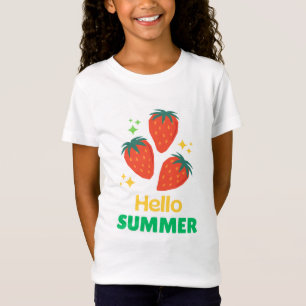 camiseta branca com desenho de morango doce