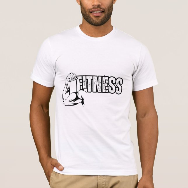 camiseta branca com desenho fitness (Frente)