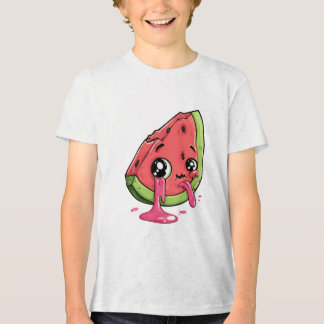 Camiseta Branca com Gráfico de Fatia de Fruta Fofa
