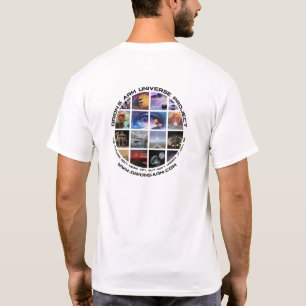 Camiseta branca com logotipo redondo de 2 lados do