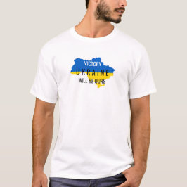 Camiseta Branca com Sobreposição das Cores da Ucrâ