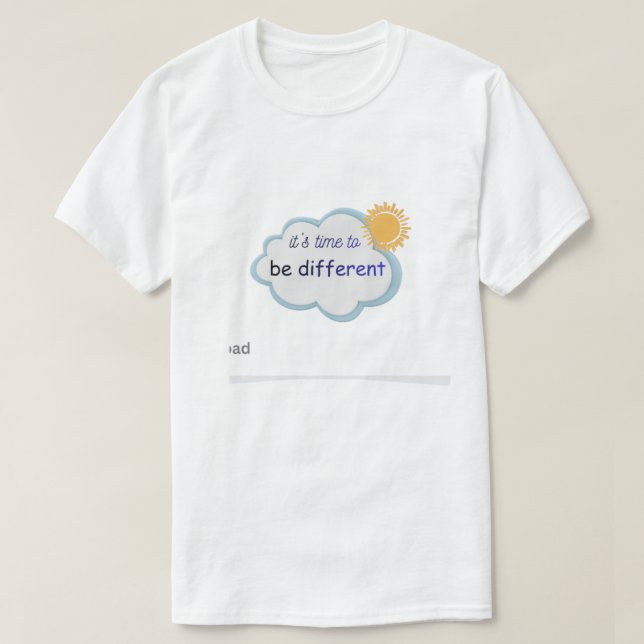 Camiseta branca com texto mencionado nela. (Frente do Design)