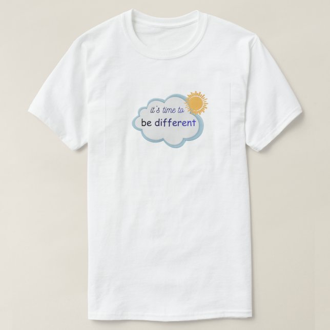 Camiseta branca com texto mencionado nela. (Frente do Design)
