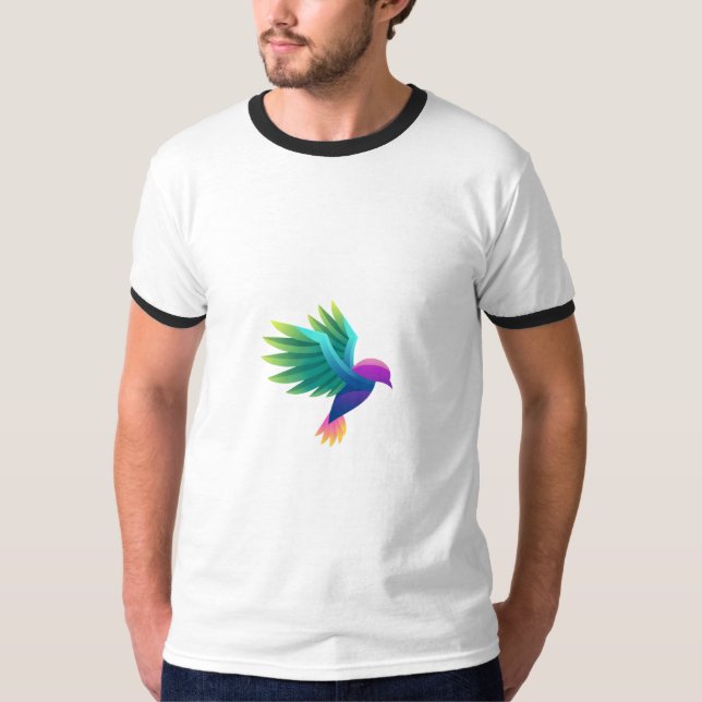 Camiseta branca com um gráfico colorido (Frente)