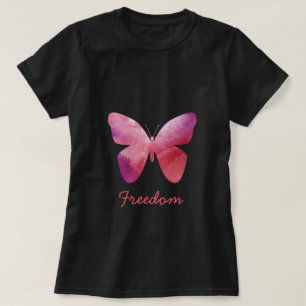 Camiseta Branca cor-de-rosa com liberdade