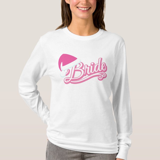 Camiseta branca, cor-de-rosa, noiva de palha compr (Frente)
