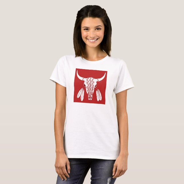 Camiseta branca das mulheres do Red Ghost Dance Bu (Frente Completa)