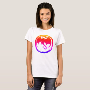 Camiseta branca das mulheres Neon Dragon