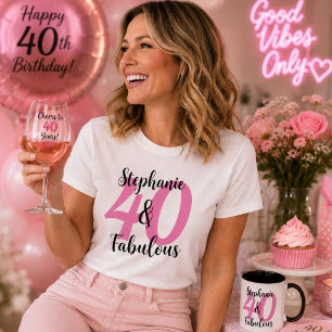 Camiseta Branca de Aniversário Personalizada 40 &