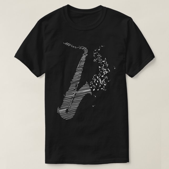 Camiseta Branca de Arte Creative Saxophone (Frente do Design)