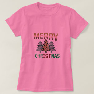 Camiseta Branca de Árvore de Natal Feliz