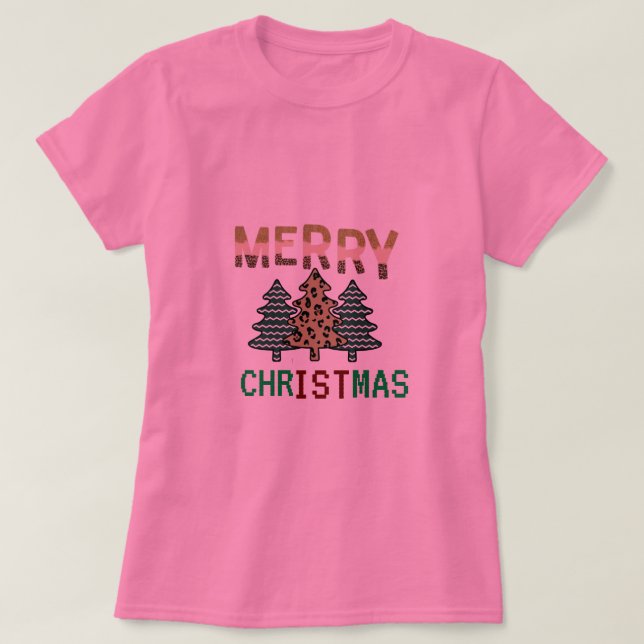Camiseta Branca de Árvore de Natal Feliz (Frente do Design)