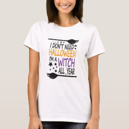 Camiseta Branca de Bruxas de Halloween Engraçada