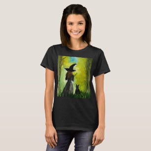 Camiseta Branca de Bruxas de Halloween Preta Gótica