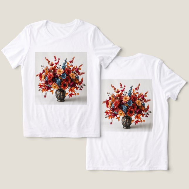 Camiseta branca de Buquê de outono para mulheres (Design Frente e Verso)