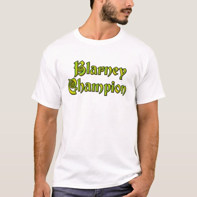 Camiseta branca de campeão da Blarney (Frente)