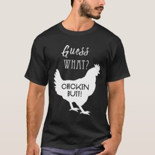 Camiseta Branca de Design Bunda de Frango Adivinhe