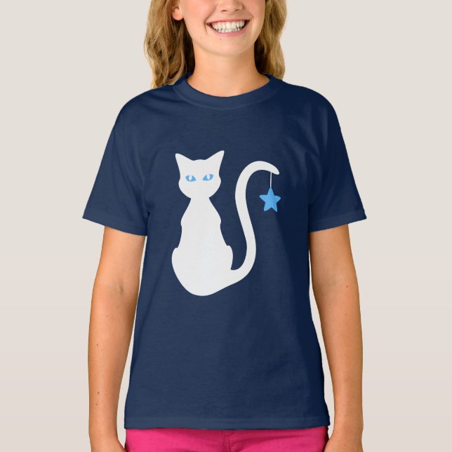 Camiseta Branca de Gatos (Criança) (Frente)