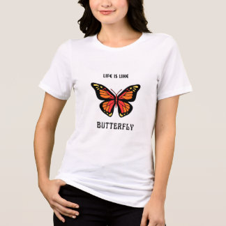 Camiseta branca de meninas com desenho de borbolet