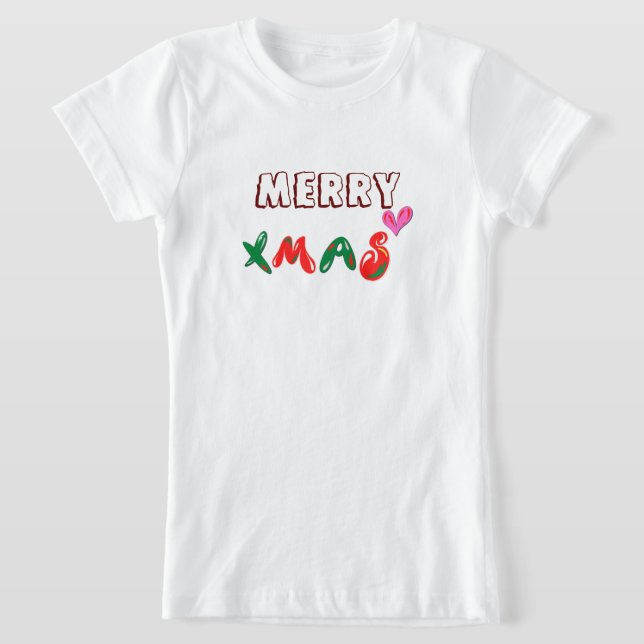 Camiseta Branca de Meninas Feliz Xmas (Postura )