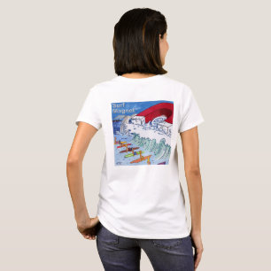 Camiseta branca de mulher ímã de surfe parte de tr