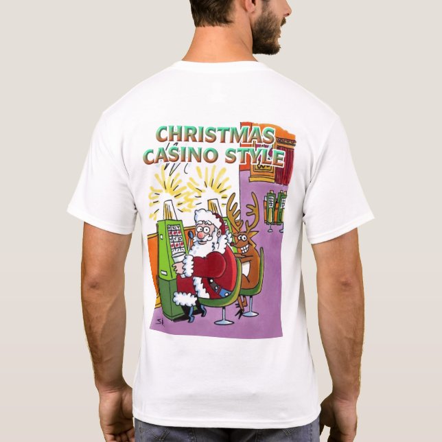 Camiseta branca de Natal Casino Style atrás (Verso)
