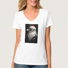 Camiseta branca de Natal das mulheres "Papais noei