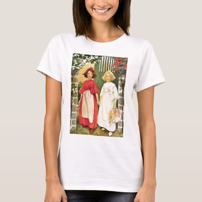 Camiseta Branca De Neve E Vermelho Rosa (Frente)