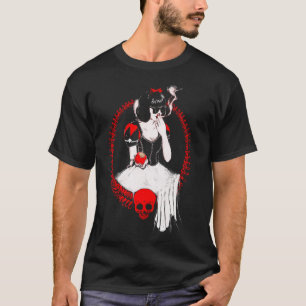 Camiseta Branca de Neve Gótica Fumando - Impressão de Arte 