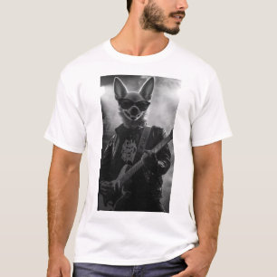 Camiseta Branca de Rockstar Chihuahua Preto e Bran