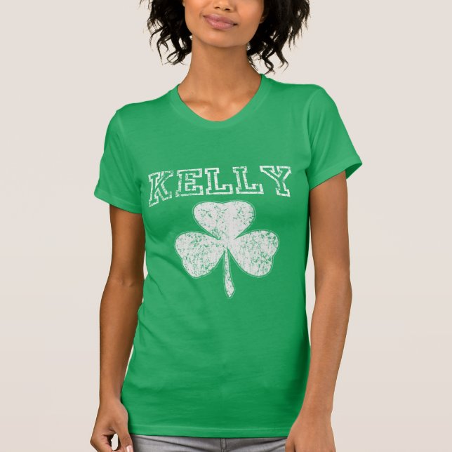 Camiseta branca de Shamrock Kelly irlandesa (Frente)