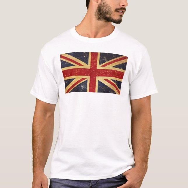 Camiseta Branca de Sindicato Britânico Jack Flag Vintage (Frente)