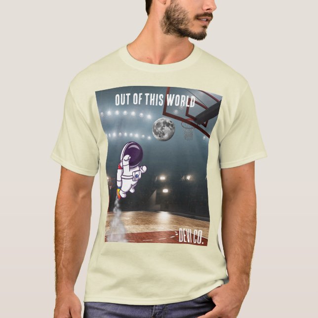 Camiseta branca de slam dunk cósmico. (Frente)
