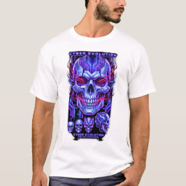 Camiseta Branca de Streetwear Neon Skull
