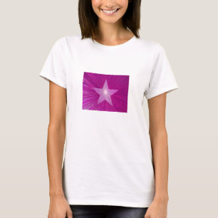 Camiseta Branca de t-shirt feminina, rosa-Star