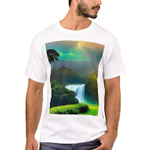 Camiseta branca, de uso masculino, meio tropical