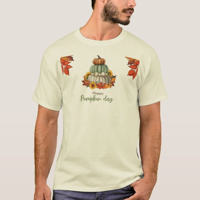 Camiseta branca do dia da abóbora (Frente)